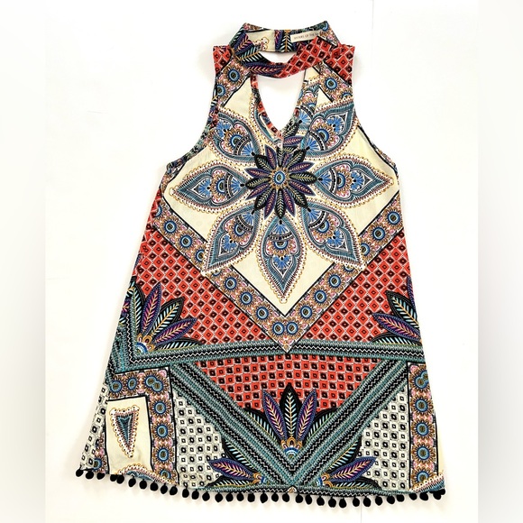 Sisters of the Tribe Petite Swing Boho Dress OR Tunic with Pom Pom Hem - Picture 8 of 11